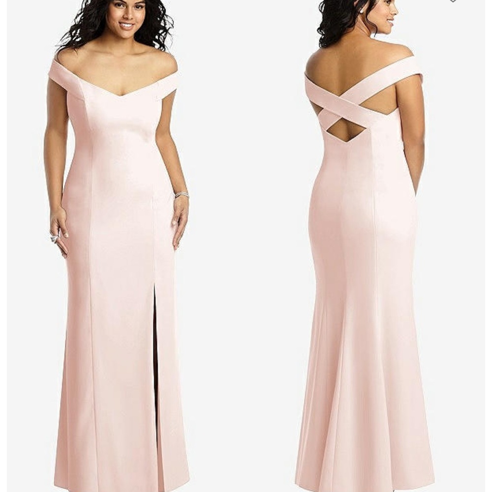 Dessy Collection Blush Backless Gown